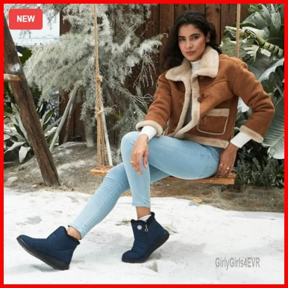 Waterproof Winter Snow Boots with Warm Fur Lining Ankle Booties